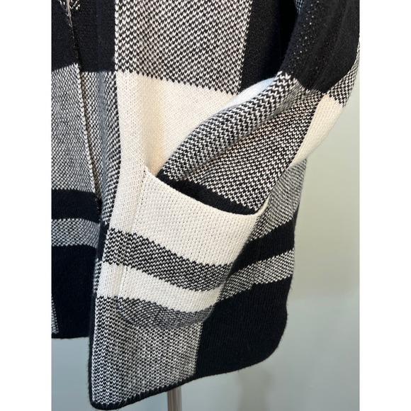 Talbots Cardigan Sweater Jacket Petite Large Black Plaid Shacket Pockets - Picture 4 of 9